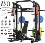 Major Fitness Smith△ Machine Drone2 Premium, All-in-One Home Gym Squat Rack with Aluminum Pulley Set, Weight Bar, Dual LAT Pull-Down Systems & Cable Crossover Machine for Full-Body Workouts