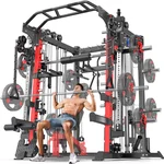 Power Cage Smith Machine Power Rack Multifunctional Deep Squat Rack Cable Crossover System Selectable More Training Attachment for Garage & Home Gym