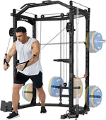 Power Cage for Home Gym, Multi-Functional Power Rack with J-Hooks, Dip Handles, Landmine and Cable Pulley System, 1000 LBS Capacity, 2 Boxs
