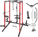 Power Cage,1500lbs Multi-Function Power Rack with Adjustable Cable Crossover System and More Training Attachment, for Home Gym with Resistance Bands