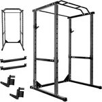 Professional Power Cage Rack - Heavy Duty 1200Lbs Capacity, 14-Level Adjustable with Safety Bars & J-Hooks, Multi-Functional Squat Rack for Home Gym Strength Training