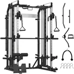 SPART S1 Smith Machine with Cable Crossover System, Multi-Function Squat Rack Power Cage for Home Gym, Power Rack with Full Body Training Attachments for Home Gym