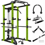 Multi-Functional Power Cage with Adjustable Pull-up and Squat Rack - 1000Lbs Capacity Home Gym Equipment with Accessories