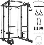 2000 LBS Power Cage,Multi-Function Power Rack with Cable Cross-Over System,Squat Rack with LAT Pull Down System for Home Gym