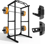 46 * 45 Widely Thick Base Barbell 1500LBS Rack Squat Stand, 82in Height Power Cage, Multi-Functional Rated Lifting Cage for Weight Training Back muscles and Biceps, Home Gym