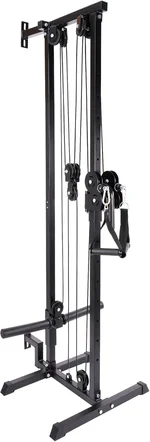Wall Mount Cable Station with Adjustable Dual Pulley System Pull Down Fitness Station