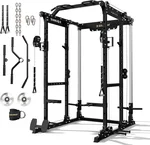 GXMMAT X6 Power Cage, 2200LB Multi-Function Power Rack with Independent Dual Aluminum Pulley System, Squat Rack for Home Gym Strength Training Equipment, Heavy-Duty Steel Construction