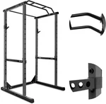 Angled Pull-Up Bar Power Cage With j-Hooks, 1200lbs Capacity Squat Rack For Home Gym, Adjustable Safety Bars Power Rack Strength Training For Garage Workout & Home Gym