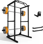 Strength Training Power Cage with J-Hooks, 1200lbs Capacity Squat Rack for Home Gym, Power Rack with Angled Pull-Up Bar, Multi-Function Power Racks for Home Gym