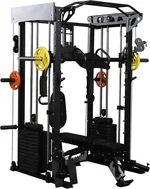 All-in-One Home Gym Smith Machine with Weight Stack, Multi Functional Power Cage Home Gym with Chest Fly & Leg Press, Bench and Cable Attachments for Full Body Training for Beginners
