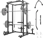 Power Cage 2000LBS Capacity - Squat Rack with Pulley Cable , Heavy-Duty Steel Construction for & Home Gym Workout