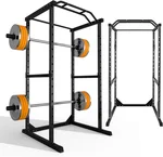 1200LBS Heavy-Duty Power Cage with 14-Speed Adjustment, Squat Rack Power Rack with Anti-Slip Base, Commercial-Grade for Home Gym Full-Body Workouts